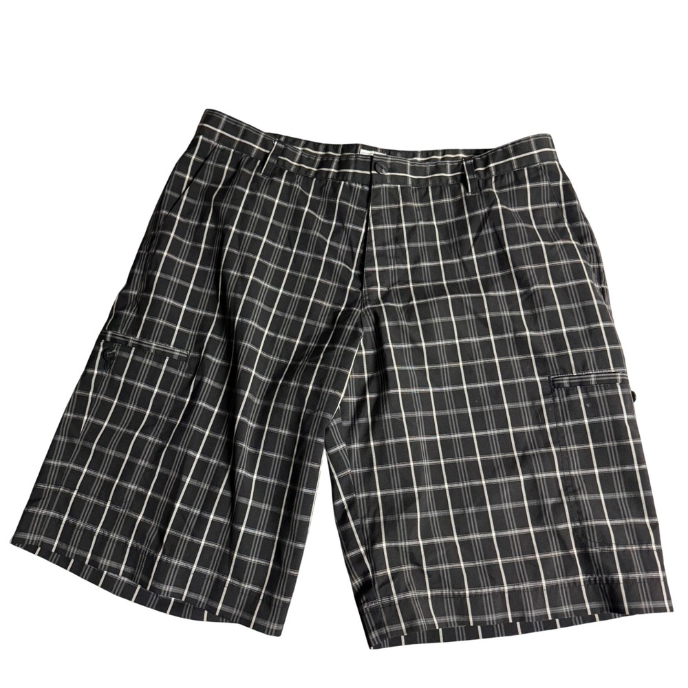 Adidas Mens Black White Plaid Golf Shorts‎ Size 36 Cargo Pocket Performance